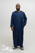 Qamis moderne Harun bleu marine pour homme, manches longues et pantalon assorti