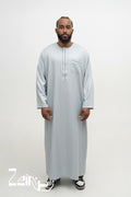 Qamis moderne Harun gris pour homme, manches longues et pantalon assorti