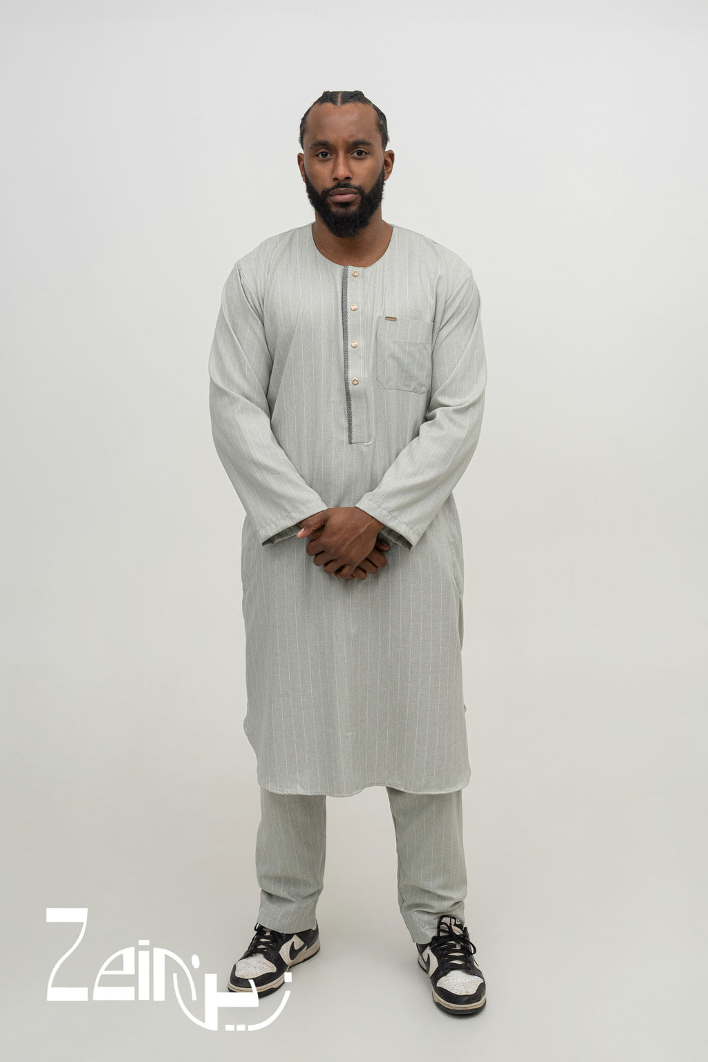 Qamis pakistanais Zakariya vert pour homme, manches longues et pantalon assorti