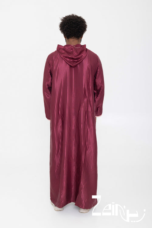 Djellaba rouge Fares, coupe droite et tombé fluide