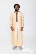 Djellaba homme Fares beige, capuche pointue et manches longues