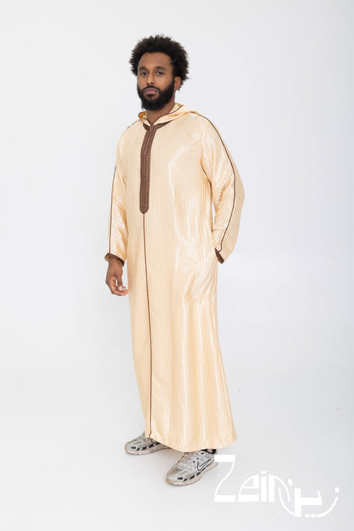 Djellaba beige Fares, coupe droite et tombé fluide