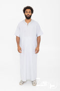 Qamis marocain Issam gris pour homme, manches courtes et col rond