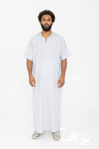 Qamis marocain Issam gris pour homme, manches courtes et col rond