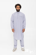 Qamis pakistanais Sofiane gris pour homme, manches longues avec col