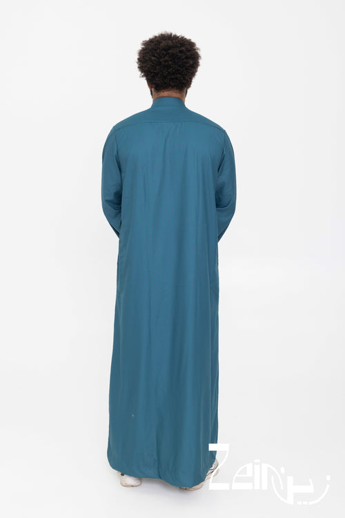 Qamis bleu canard Tarek, coupe ample et tombé fluide