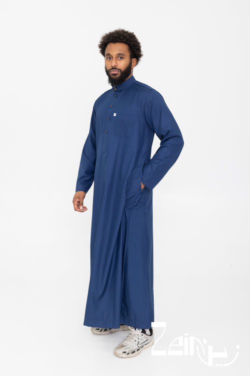 Qamis bleu marine Tarek, coupe ample et tombé fluide