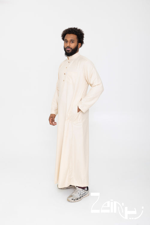 Qamis beige Tarek, coupe ample et tombé fluide