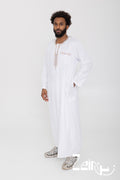 Qamis moderne Ali blanc pour homme, manches longues et pantalon assorti