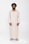 Qamis moderne Ali beige pour homme, manches longues et pantalon assorti
