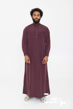 Qamis saoudien Ammar bordeaux pour homme, avec col et pantalon assorti