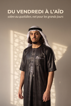 Qamis Anas noir avec keffieh, du vendredi à l'Aïd