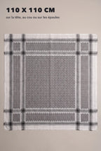 Keffieh classique noir et blanc à plat, environ 110 x 110 cm