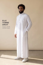 Coupe droite longueur cheville du qamis Tarek blanc