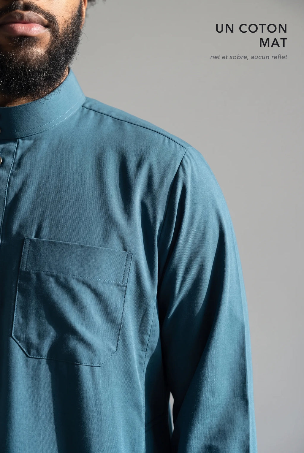 Le coton mat du qamis Tarek bleu canard