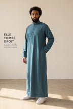 Coupe droite longueur cheville du qamis Tarek bleu canard