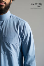 Le coton mat du qamis Tarek bleu