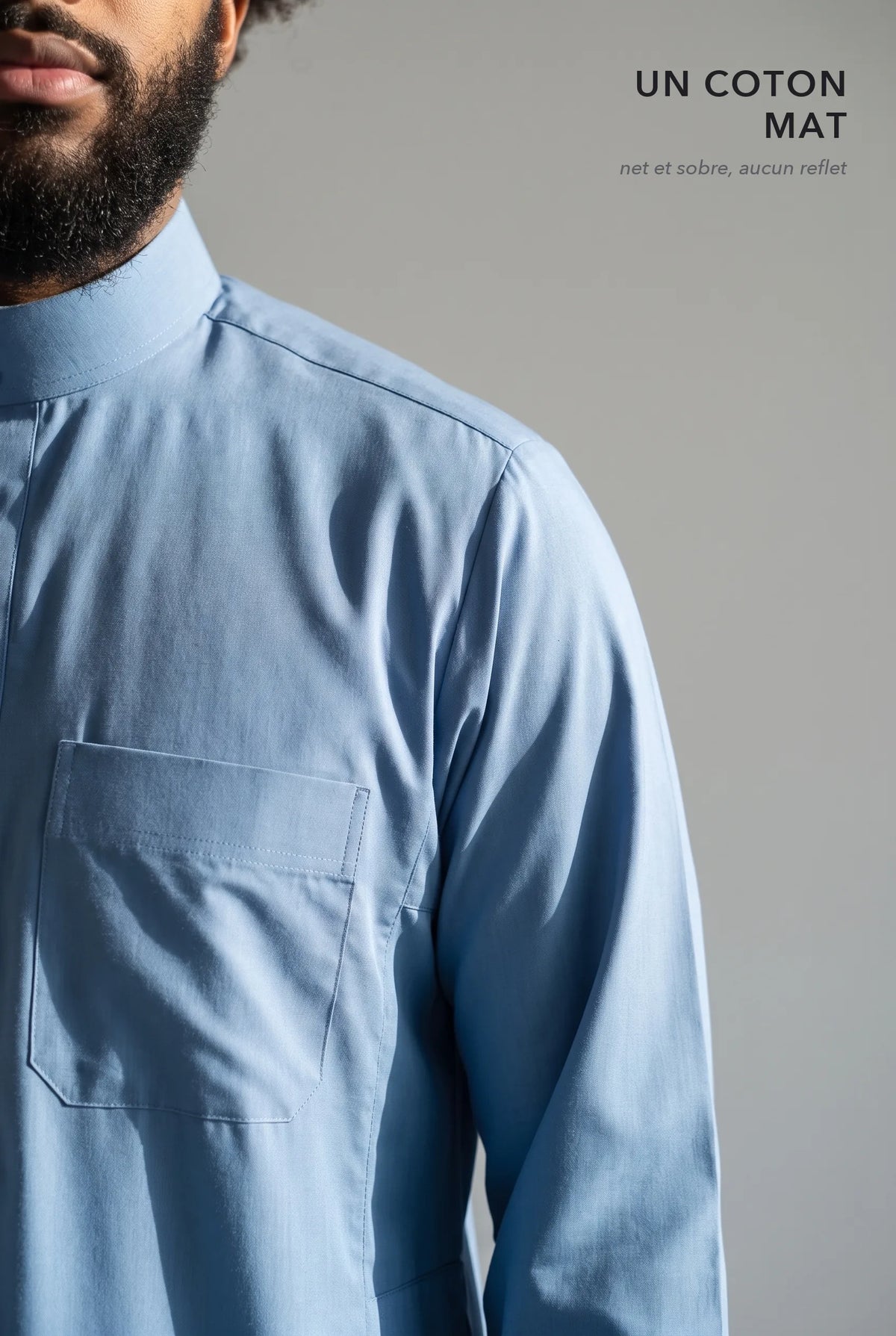 Le coton mat du qamis Tarek bleu