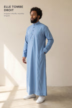 Coupe droite longueur cheville du qamis Tarek bleu