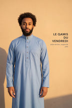 Le qamis Tarek bleu comme tenue du vendredi