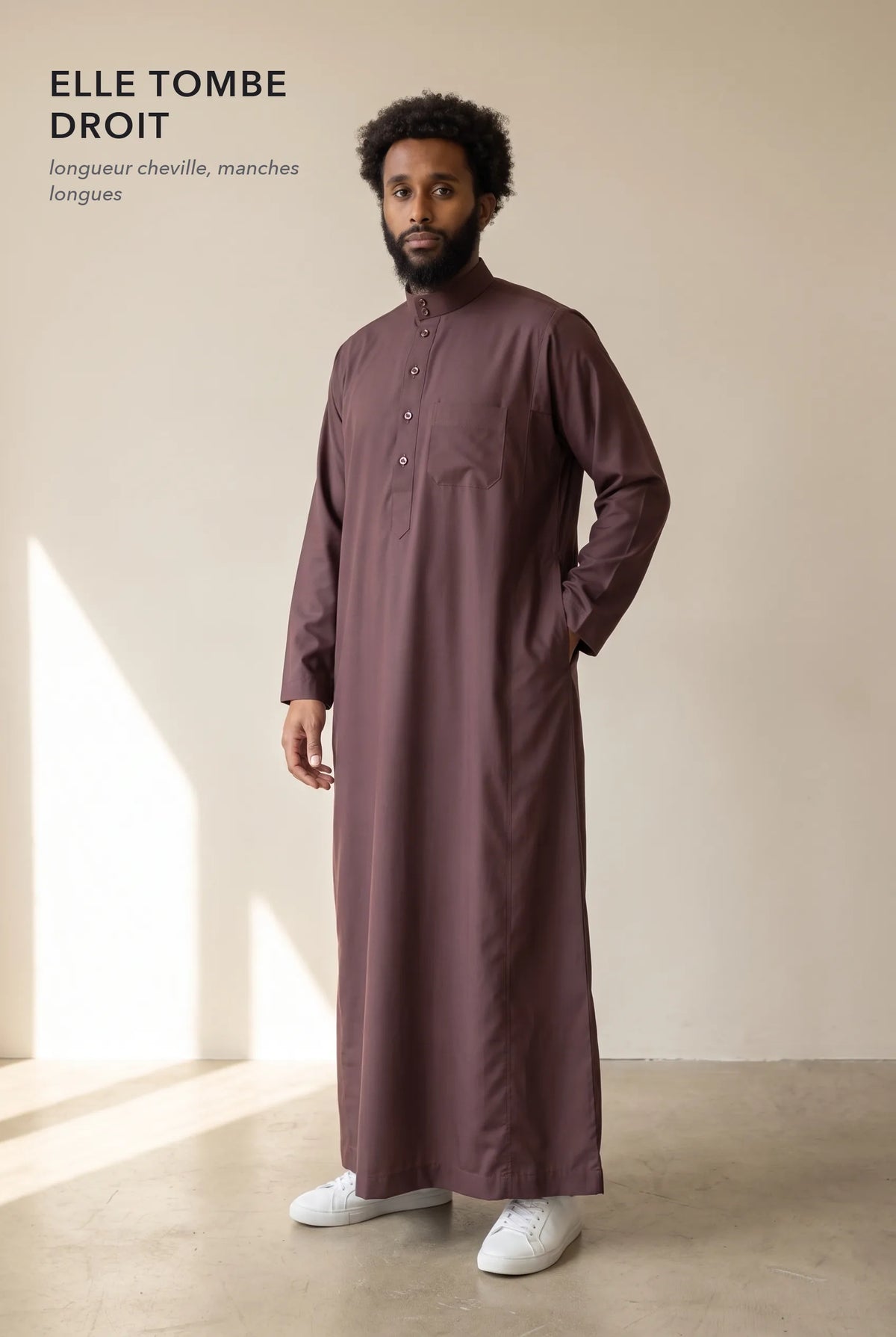 Coupe droite longueur cheville du qamis Tarek bordeaux