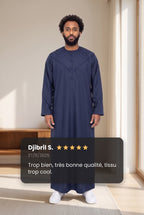 Avis client cinq étoiles sur le qamis émirati bleu marine Imran