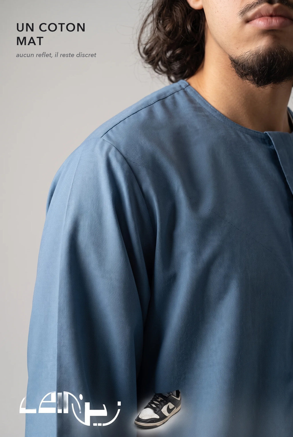 Le coton mat du qamis Harun bleu