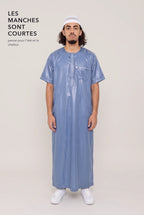 Manches courtes du qamis moderne Nabil bleu