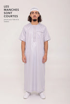 Manches courtes du qamis moderne Nabil gris