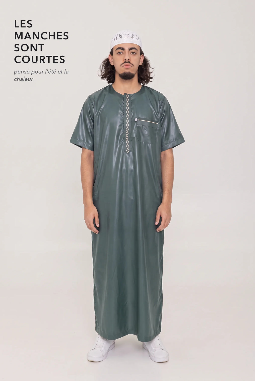 Manches courtes du qamis moderne Nabil vert