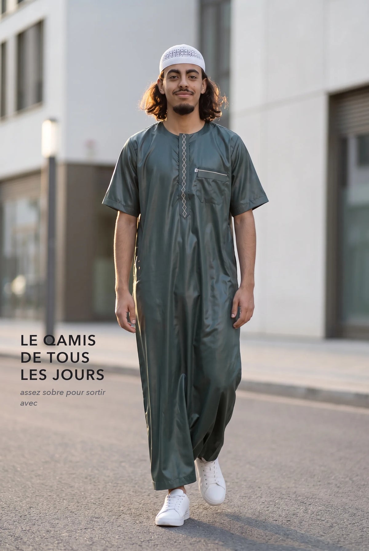 Le qamis Nabil vert comme tenue de tous les jours