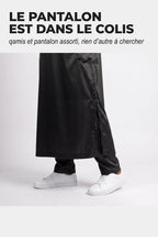 Bas du qamis Adam noir et son pantalon assorti, fente latérale