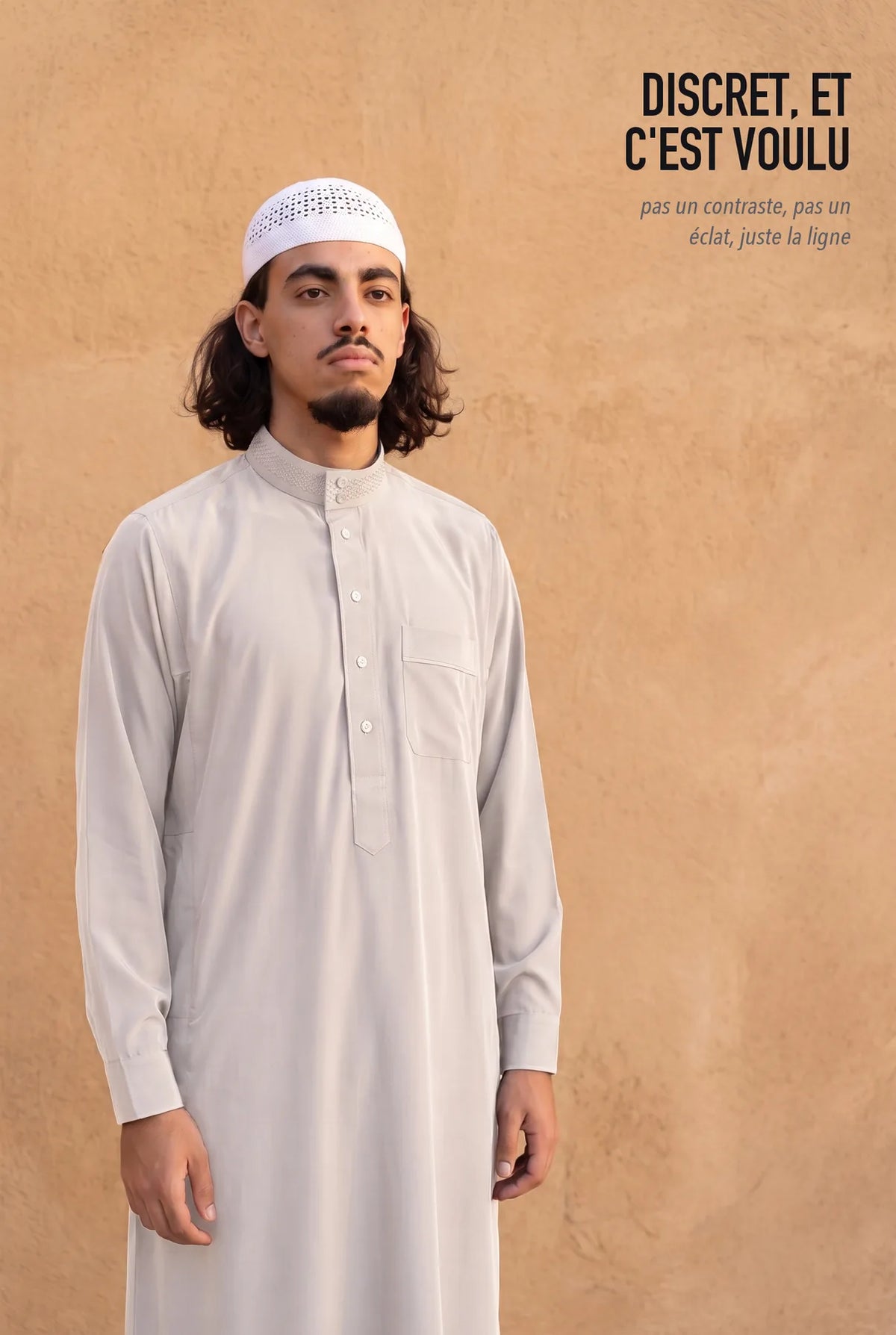 Qamis saoudien Ammar beige, élégance discrète sans contraste