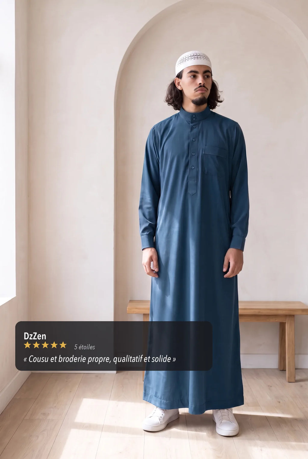 Avis client cinq étoiles sur le qamis saoudien Ammar bleu