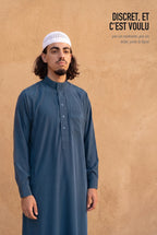 Qamis saoudien Ammar bleu, élégance discrète sans contraste