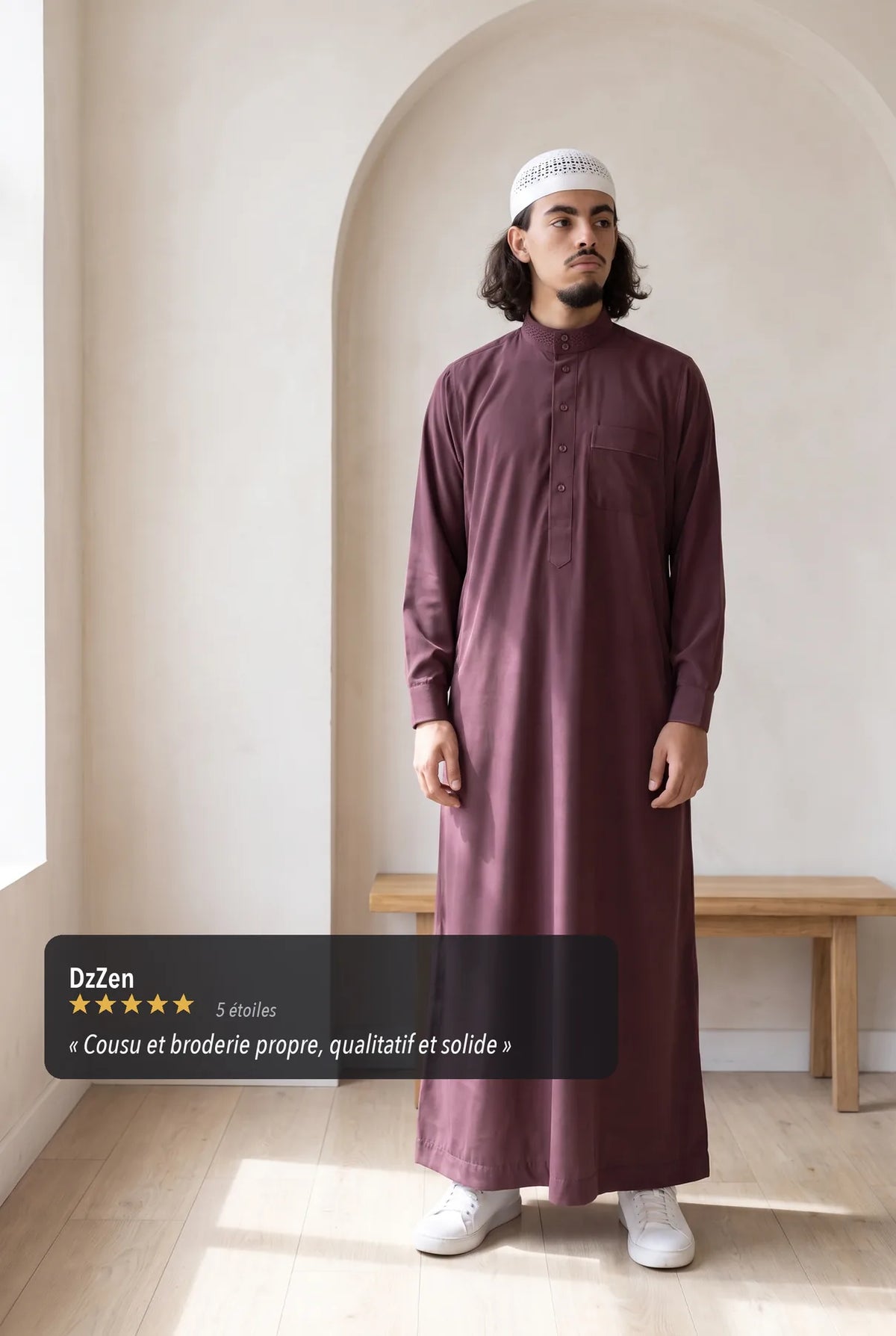 Avis client cinq étoiles sur le qamis saoudien Ammar bordeaux