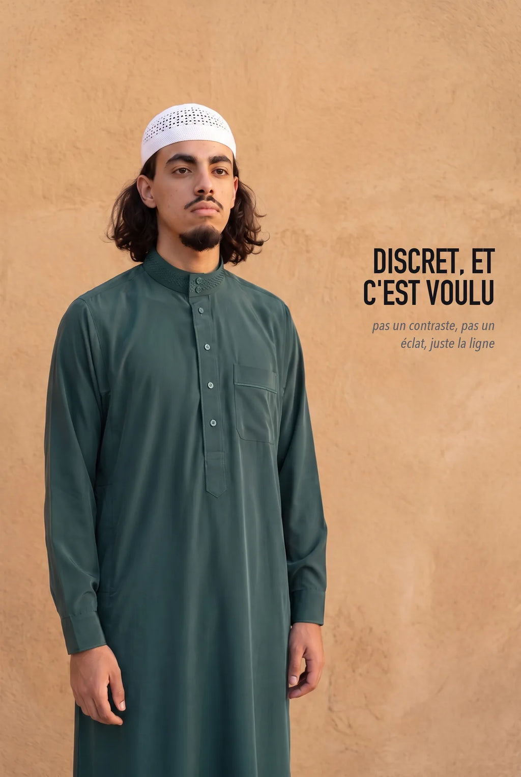 Qamis saoudien Ammar vert, élégance discrète sans contraste