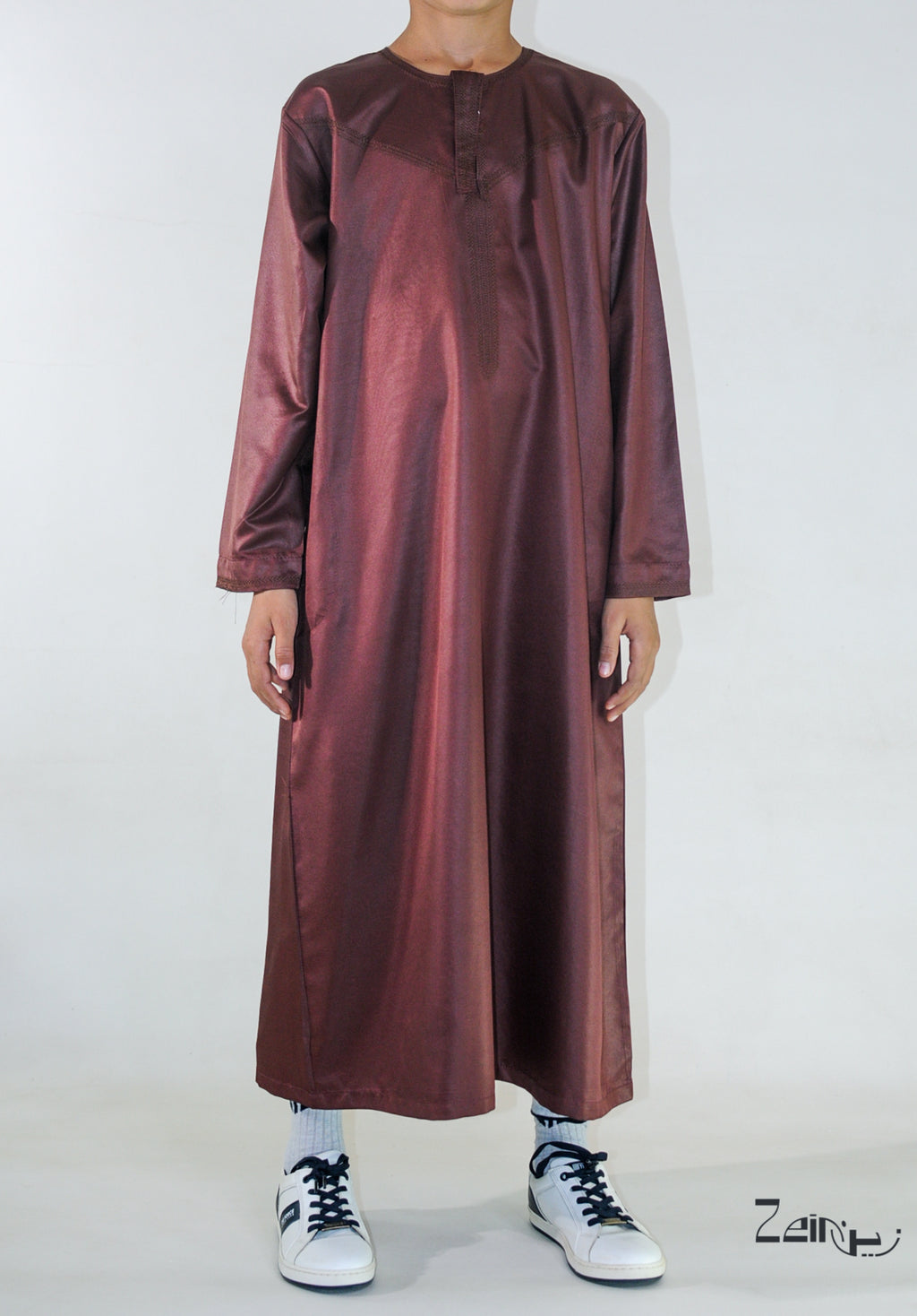 Qamis enfant Zaid bordeaux, coupe droite