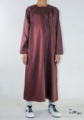 Qamis enfant Zaid bordeaux, coupe droite