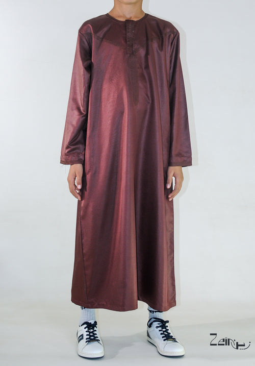 Qamis enfant Zaid bordeaux, coupe droite