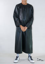 Qamis enfant Zaid noir, coupe droite