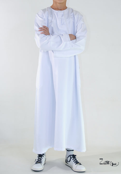 Qamis enfant blanc Zaid, tombé fluide