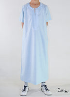 Qamis enfant Anas bleu, coupe droite