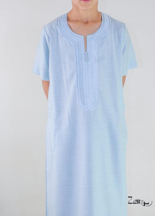 Qamis enfant bleu Anas, tombé fluide